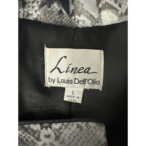 Linea by Louis Dell'Olio Black White Animal Print Jacket Snap Close Blazer Sz L - Picture 6 of 8